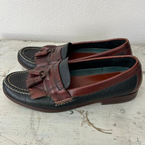 H.S. Trask leather loafers tassel slip on dress shoes preppy classic designer 10